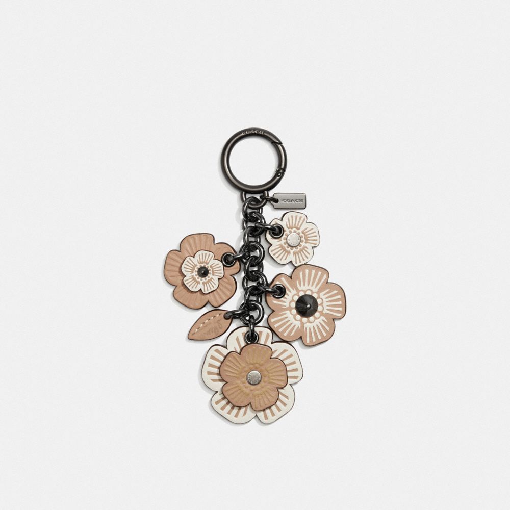 Black/Chalk Coach Tea Rose Mix Bag Charm | COH866464