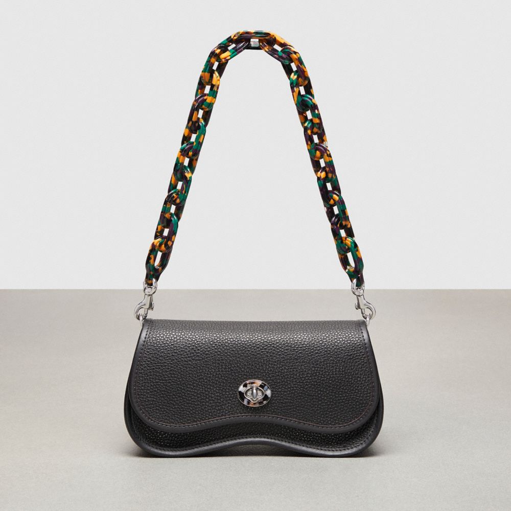 Black/Green Multi Coach Short Chain Strap | COH866426