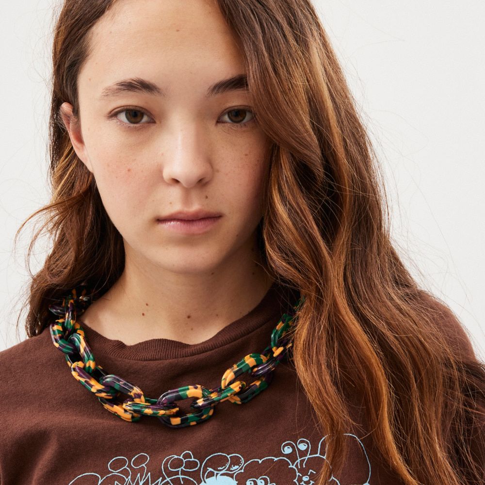 Black/Green Multi Coach Short Chain Strap | COH866426