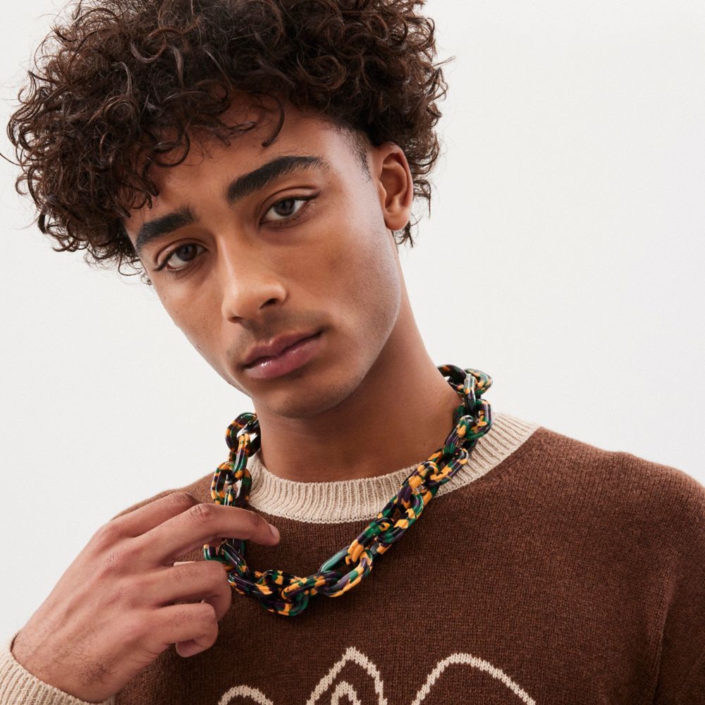 Black/Green Multi Coach Short Chain Strap | COH866426