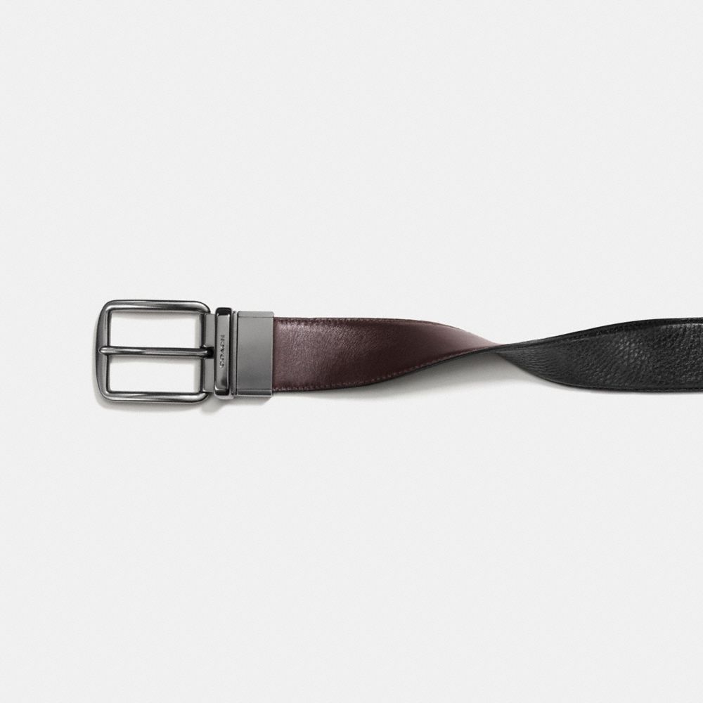 Black/Mahogany Coach Harness Buckle Cut To Size Reversible Belt, 38 Mm | COH866993