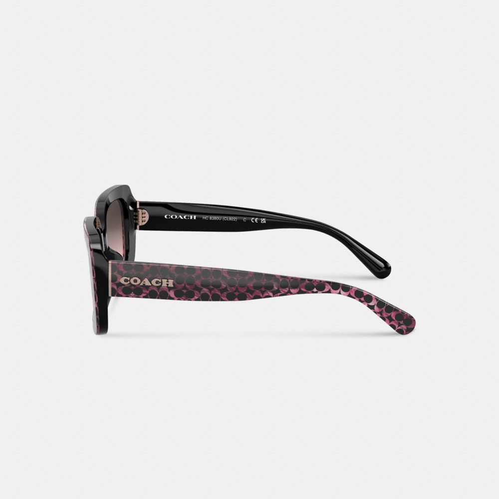 Black/Pink Coach Signature Oversized Rectangle Sunglasses | COH866333