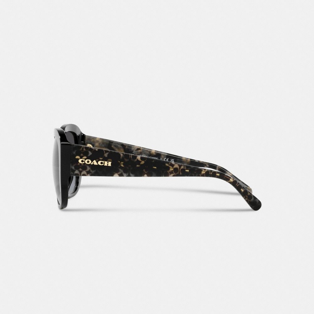 Black /Black Signature Coach Signature Oversized Square Sunglasses | COH866350
