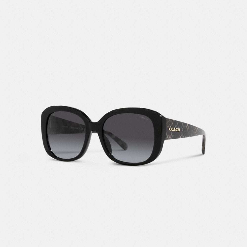 Black /Black Signature Coach Signature Oversized Square Sunglasses | COH866350