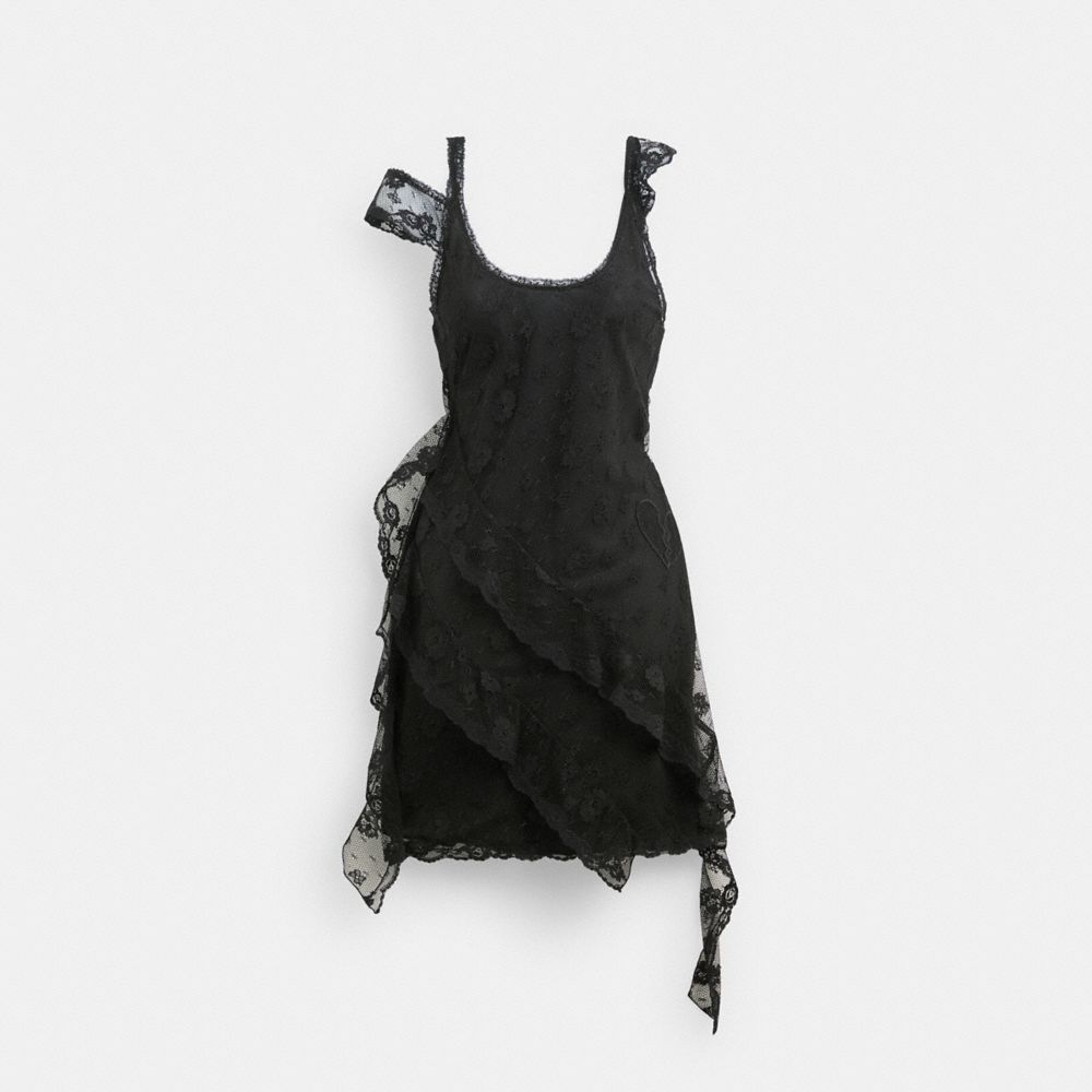 Black Coach All Over Lace Mini Dress | COH866058
