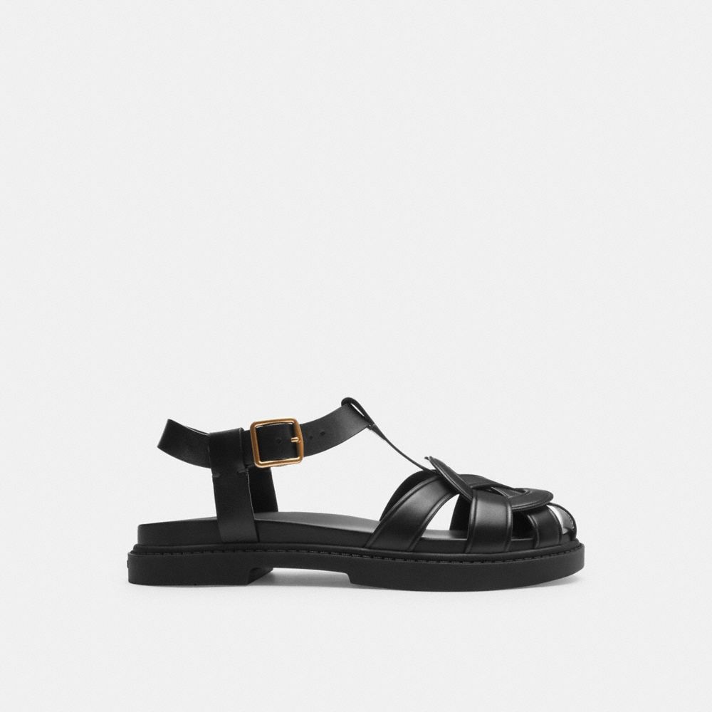 Black Coach Bella Fisherman Sandal | COH865900