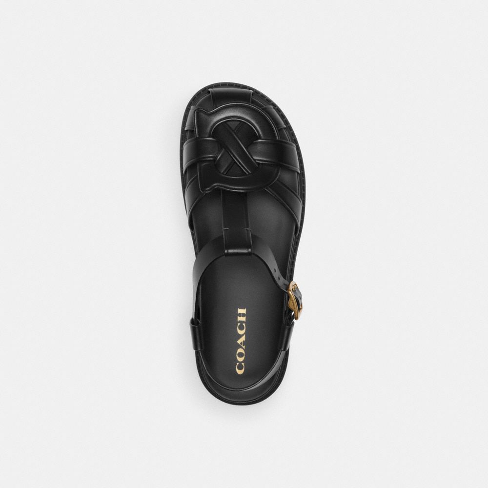 Black Coach Bella Fisherman Sandal | COH865900