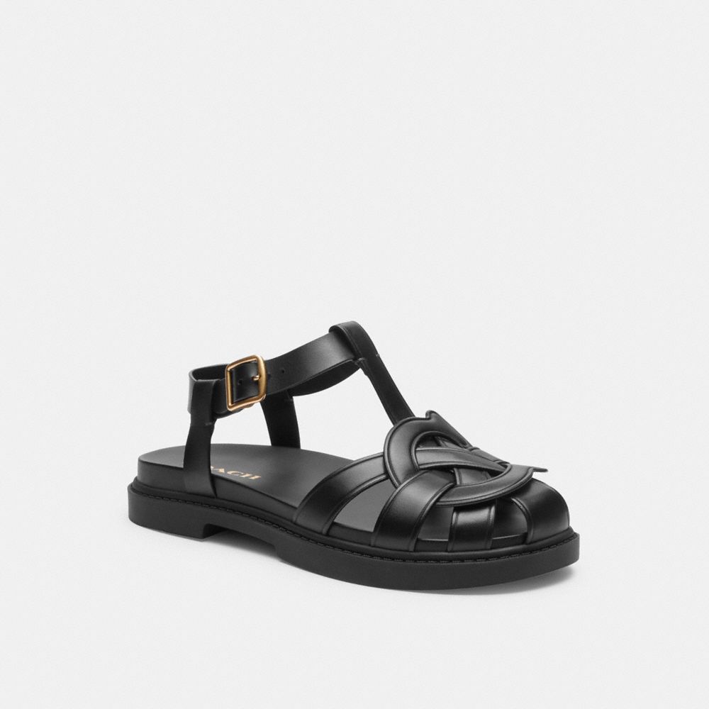 Black Coach Bella Fisherman Sandal | COH865900