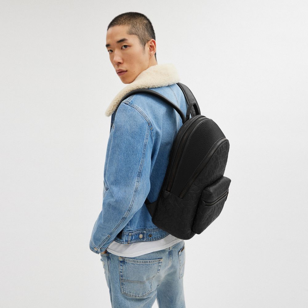 Black Coach Charter Backpack In Signature Leather | COH865473