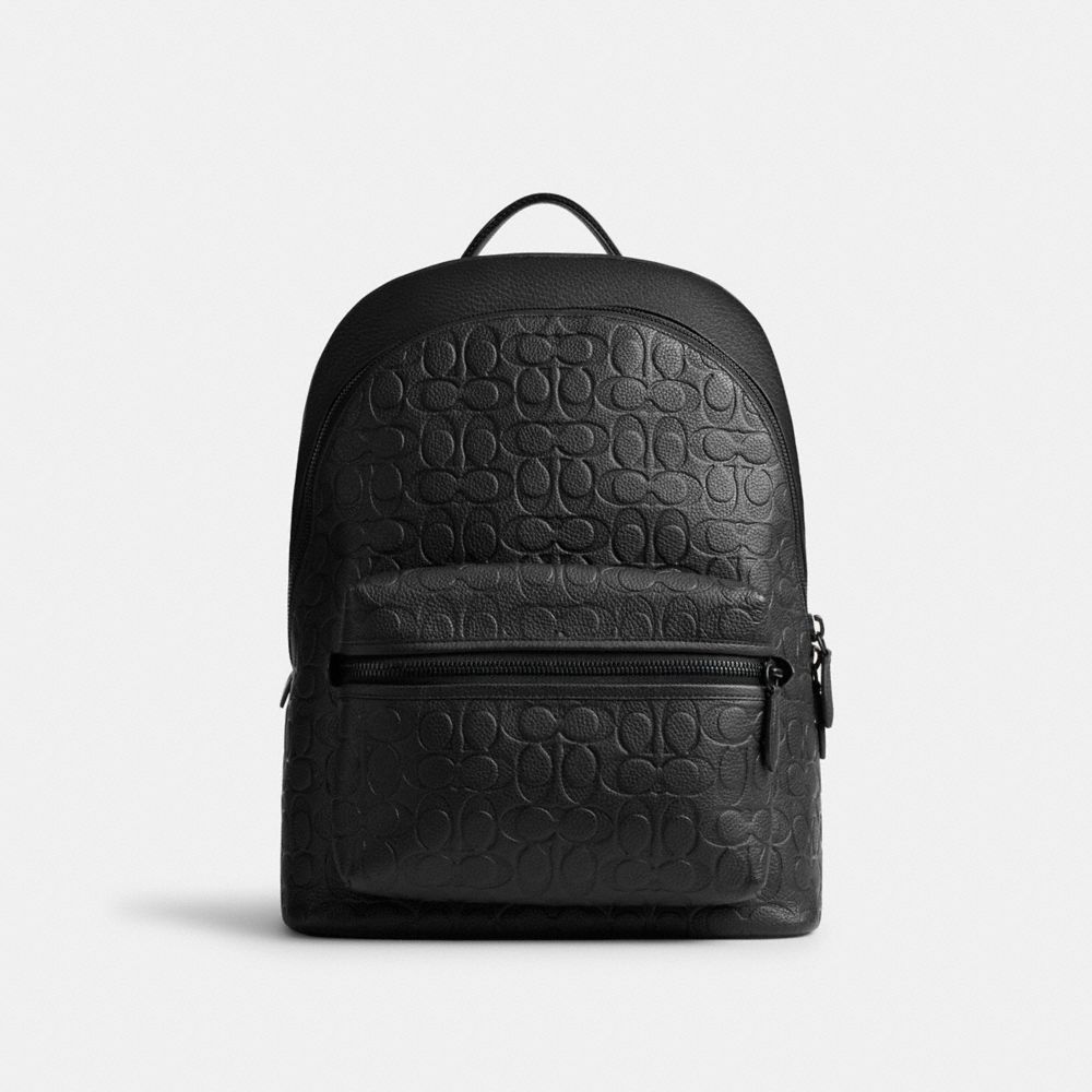 Black Coach Charter Backpack In Signature Leather | COH865473