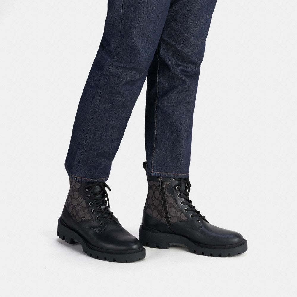 Black Coach Citysole Lace Up Boot In Signature Jacquard | COH866853
