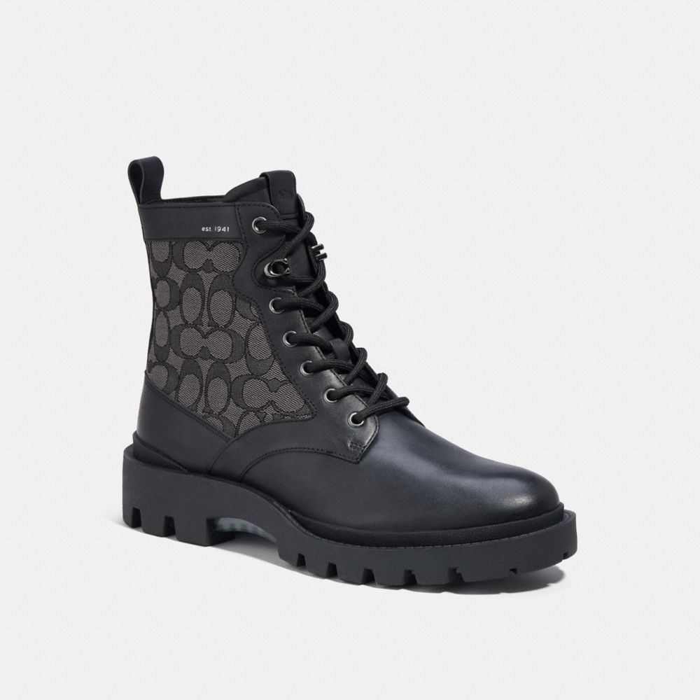 Black Coach Citysole Lace Up Boot In Signature Jacquard | COH866853