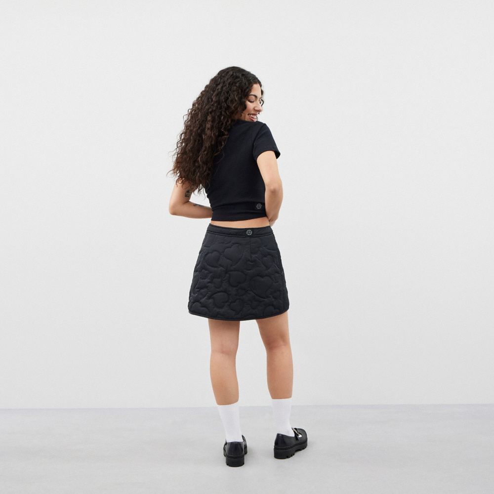 Black Coach Coachtopia Loop Quilted Heart Mini Skirt | COH866024