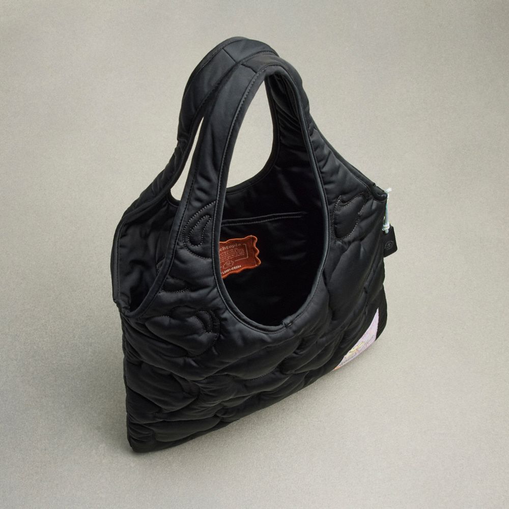 Black Coach Coachtopia Loop Quilted Heart Flat Tote | COH866643