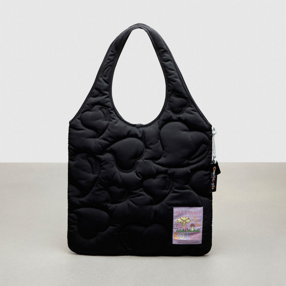 Black Coach Coachtopia Loop Quilted Heart Flat Tote | COH866643