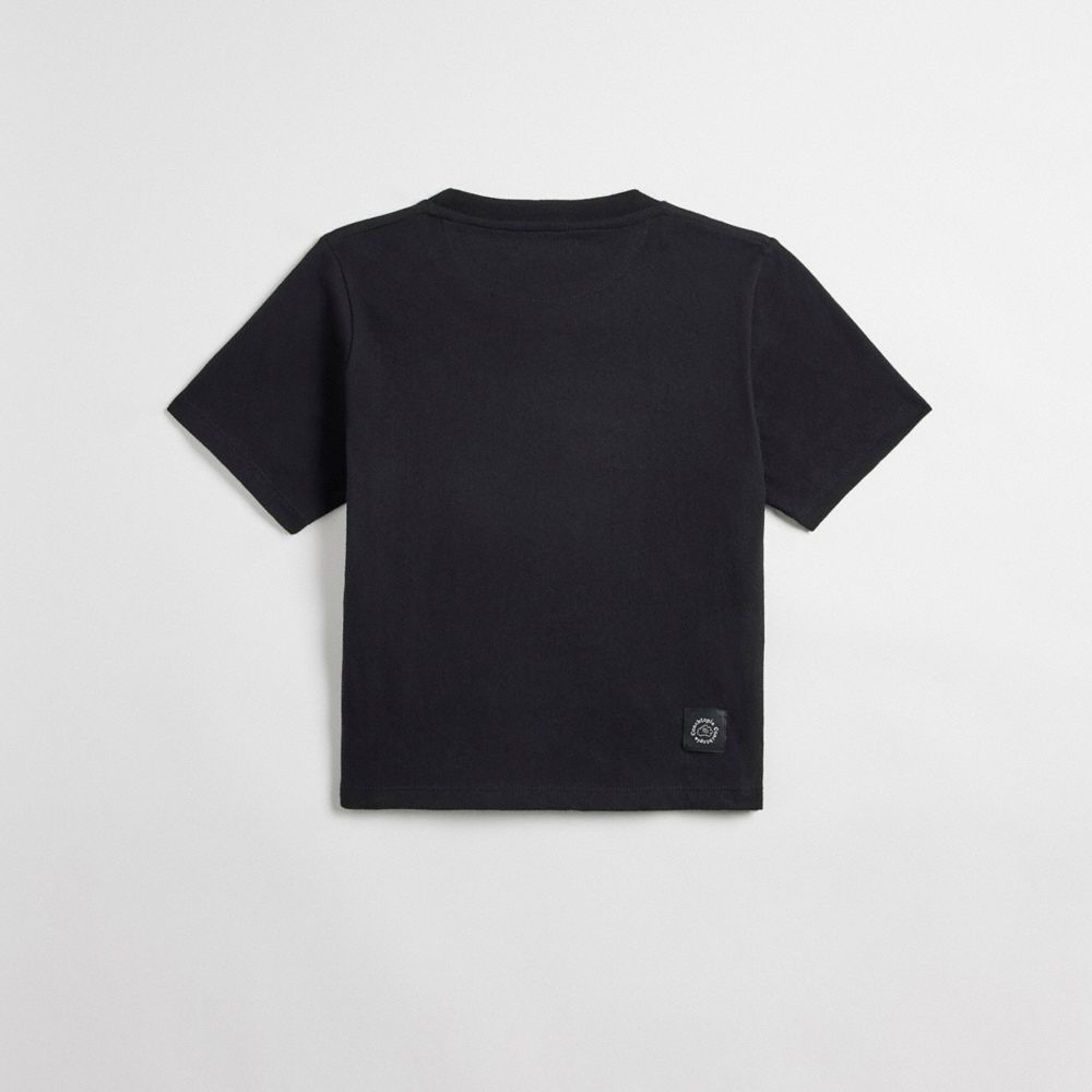 Black Coach Cropped Tee: Floating Heart | COH865973