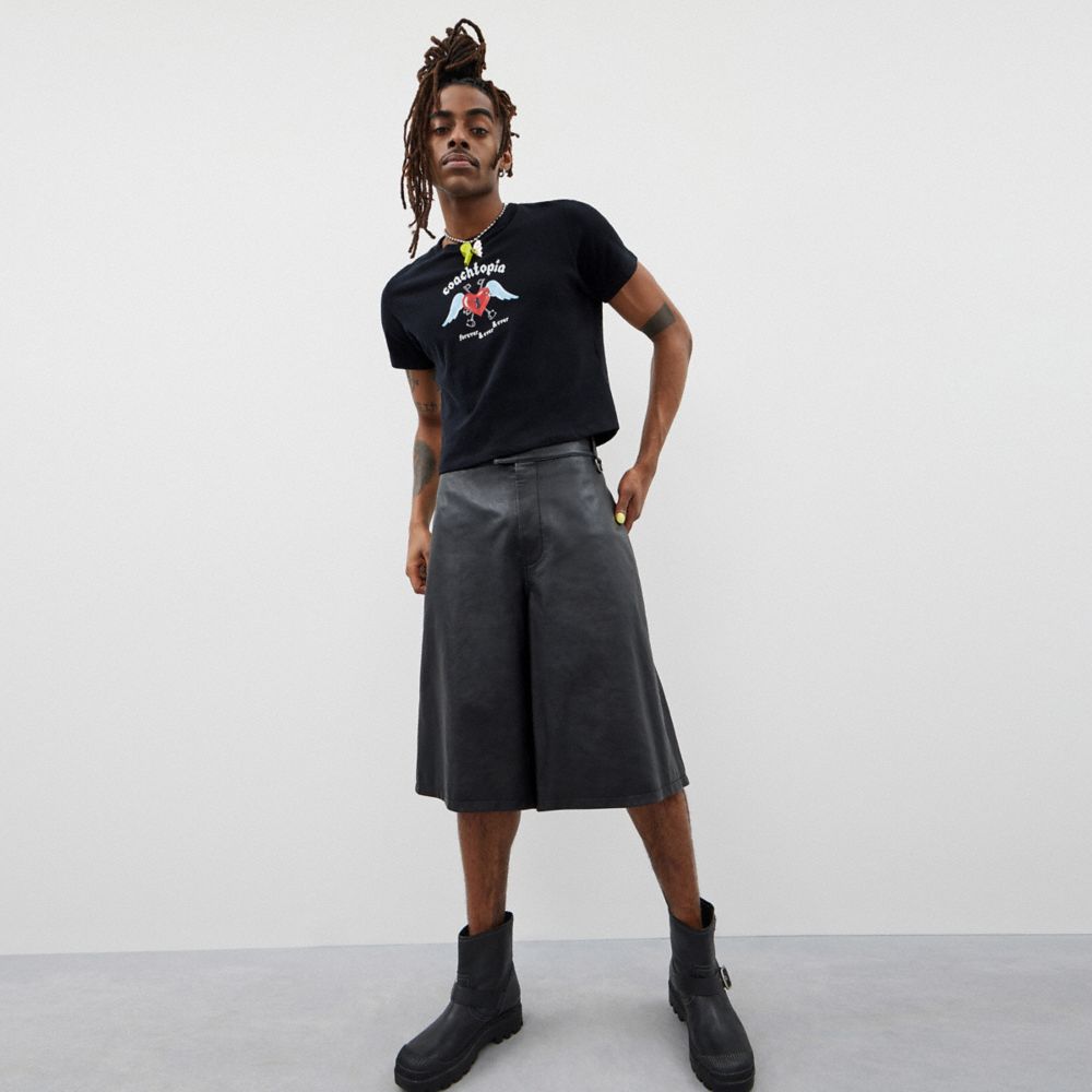 Black Coach Cropped Tee: Floating Heart | COH865973