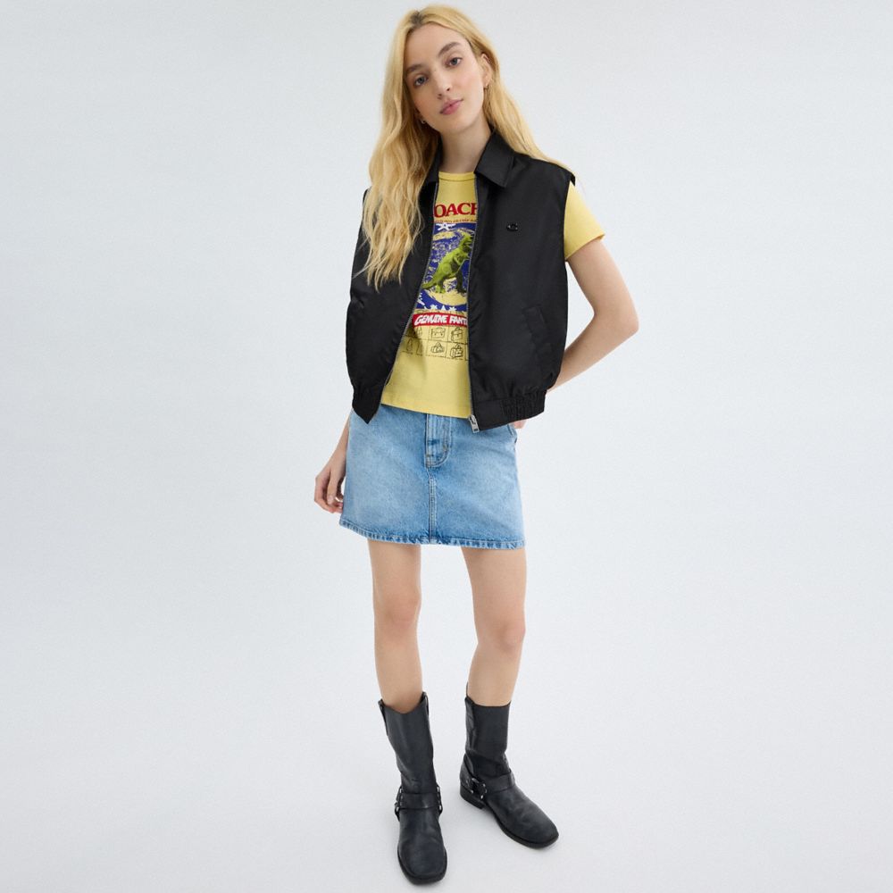Black Coach Cropped Vest In Recycled Nylon | COH865922