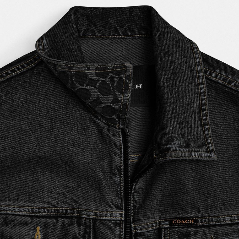Black Coach Denim Crop Jacket In Organic Cotton | COH865921