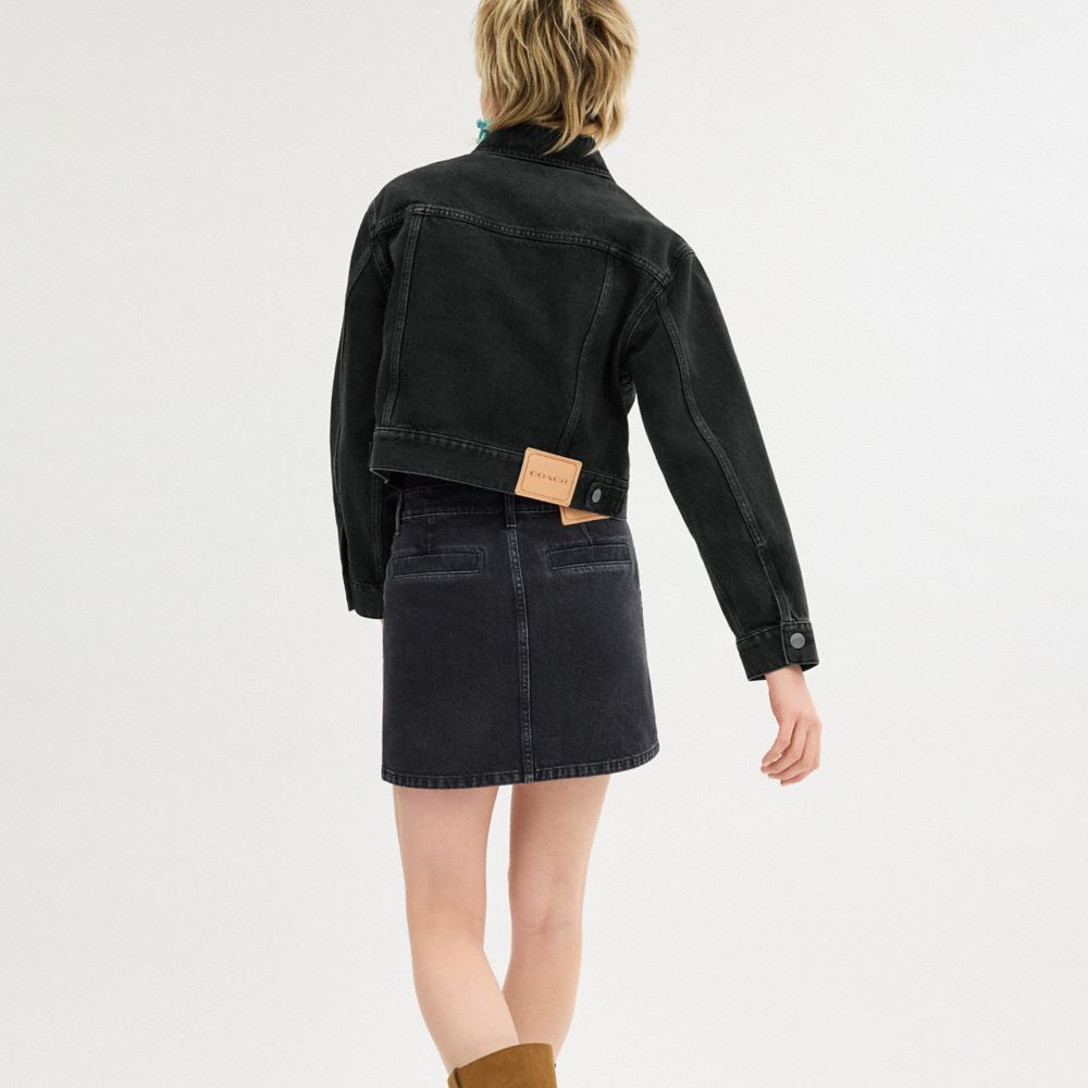 Black Coach Denim Crop Jacket In Organic Cotton | COH865921