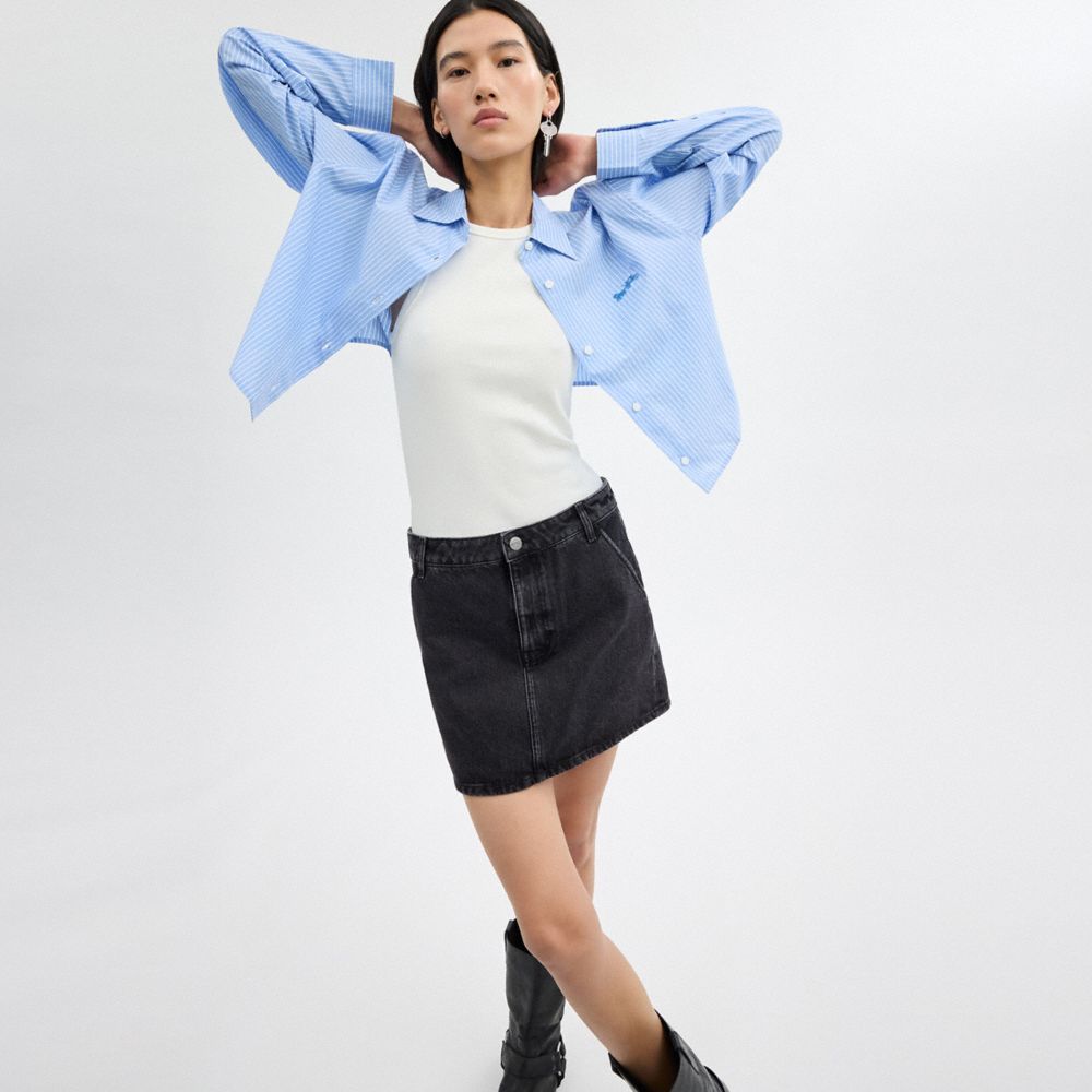 Black Coach Denim Skirt In Organic Cotton | COH866036