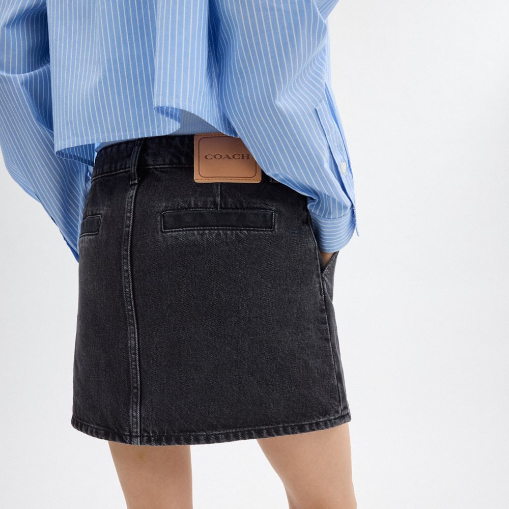 Black Coach Denim Skirt In Organic Cotton | COH866036