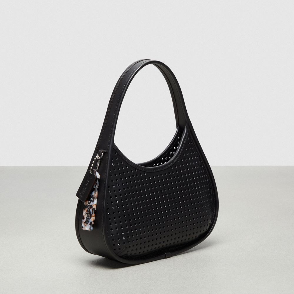 Black Coach Ergo Bag In Perforated Upcrafted Leather With Cherry Pins | COH865149