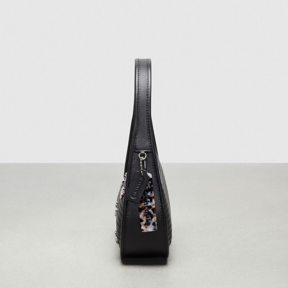 Black Coach Ergo Bag In Perforated Upcrafted Leather With Cherry Pins | COH865149