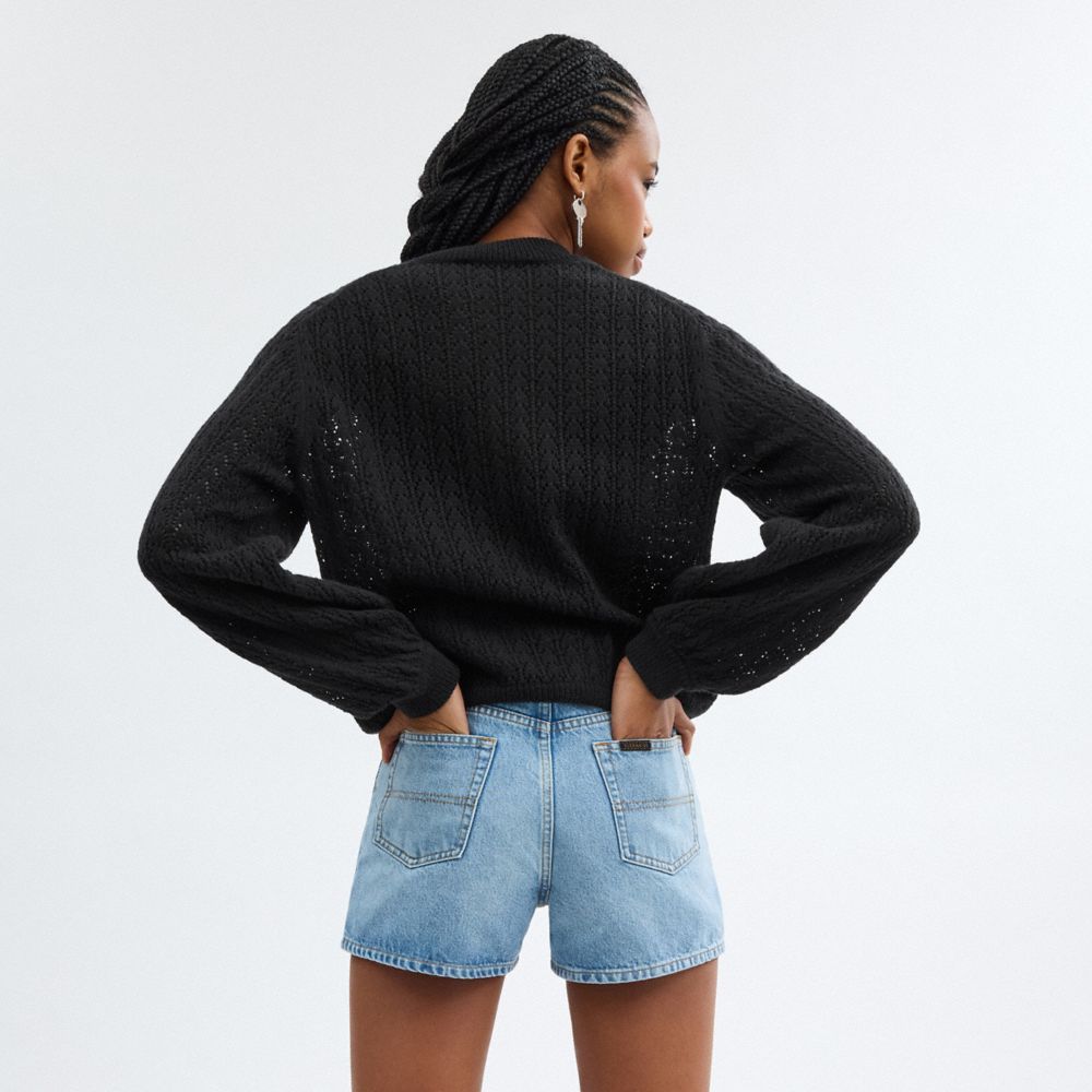 Black Coach Floral Crewneck Sweater | COH865999