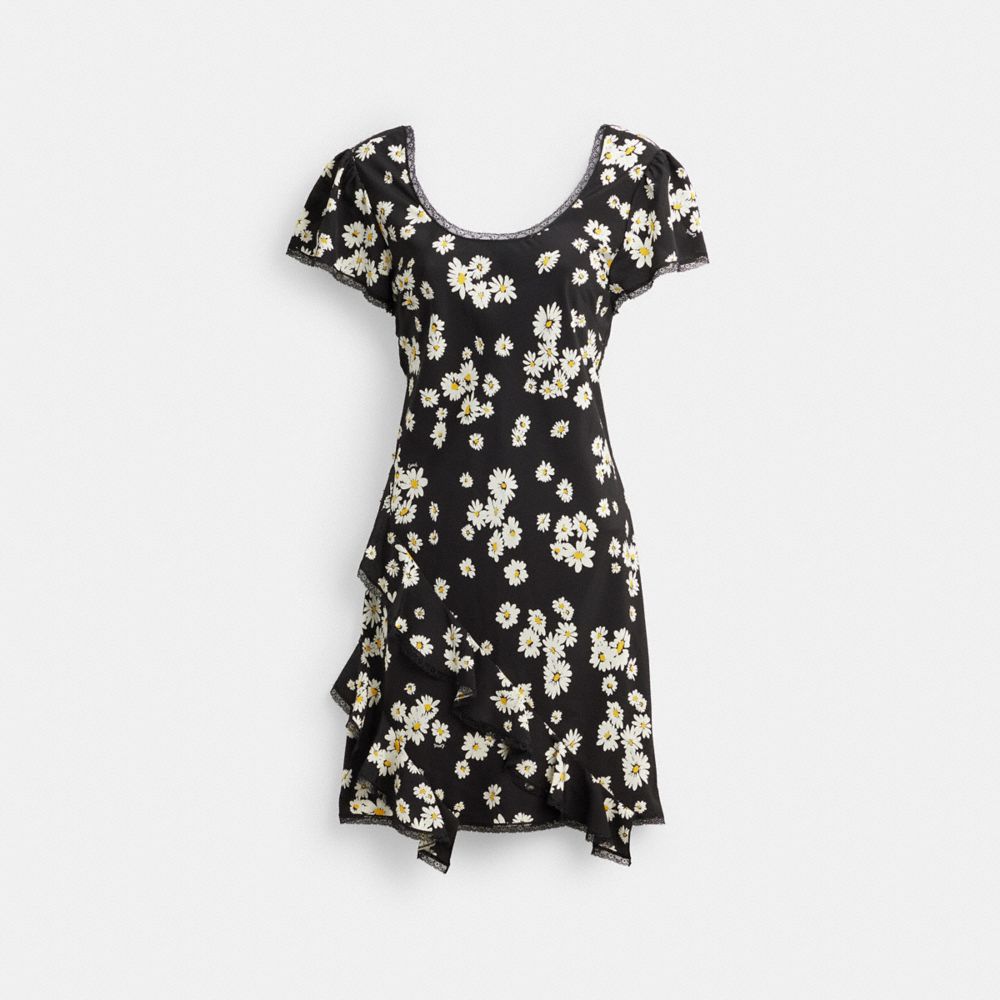 Black Coach Floral Mini Dress | COH866065