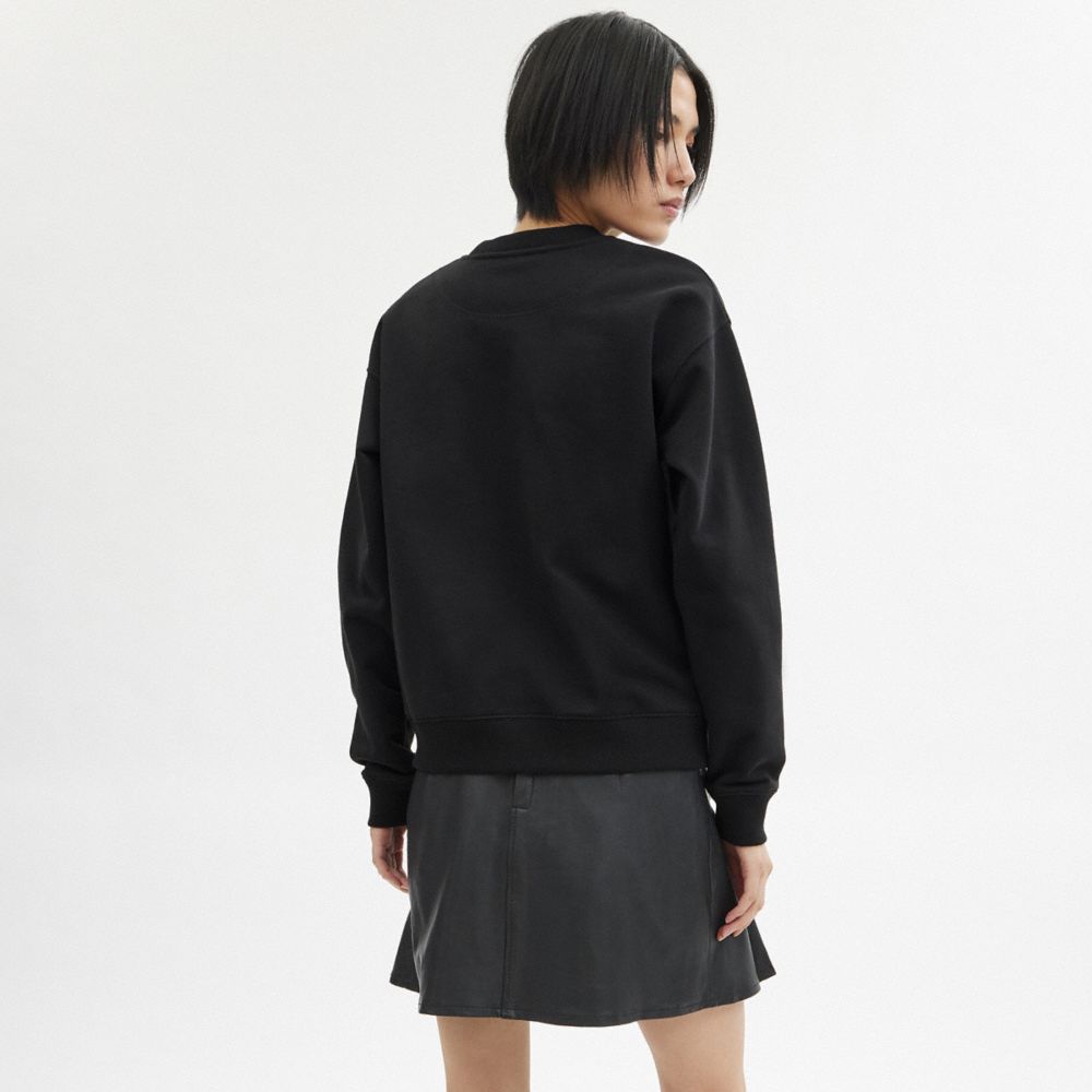 Black Coach Heart Crewneck Sweater | COH865979