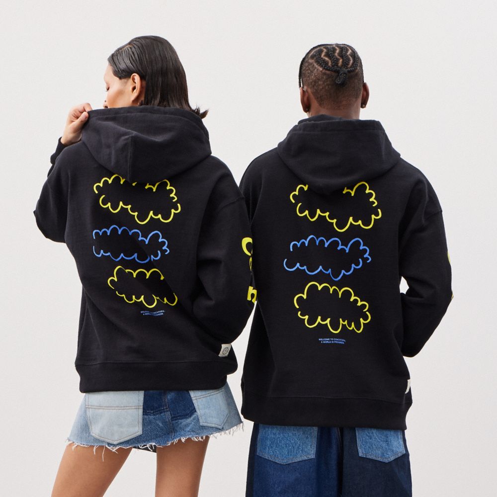 Black Coach Hoodie In 98% Recycled Cotton: 3 Clouds | COH865961