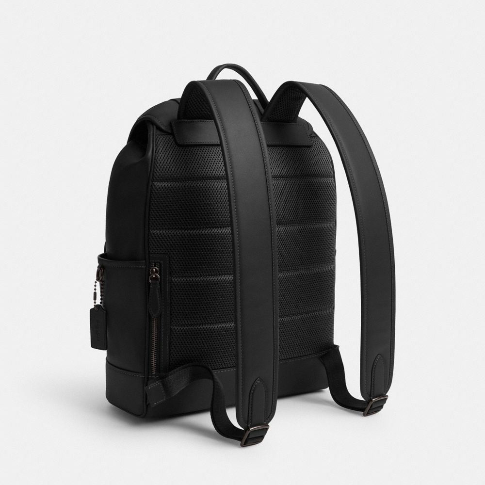 Black Coach League Flap Backpack | COH866490