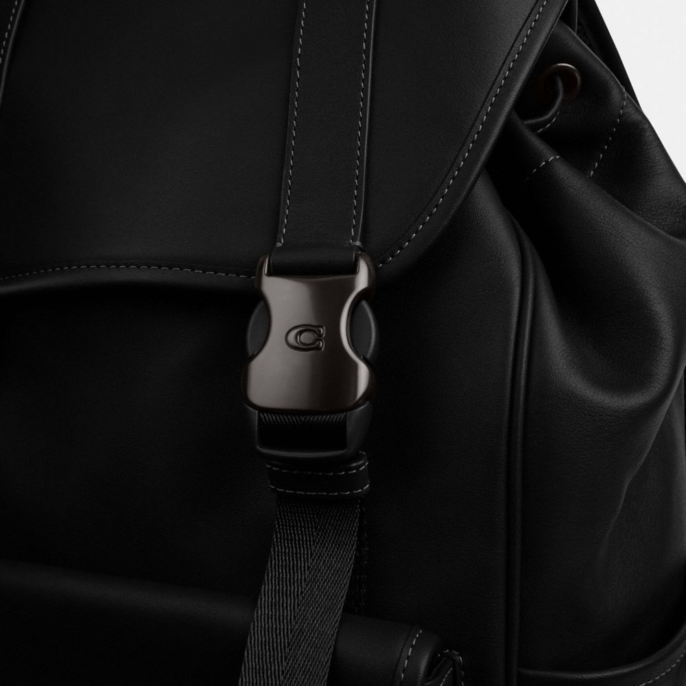 Black Coach League Flap Backpack | COH866490
