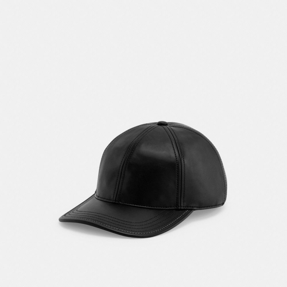 Black Coach Leather Baseball Hat | COH866415