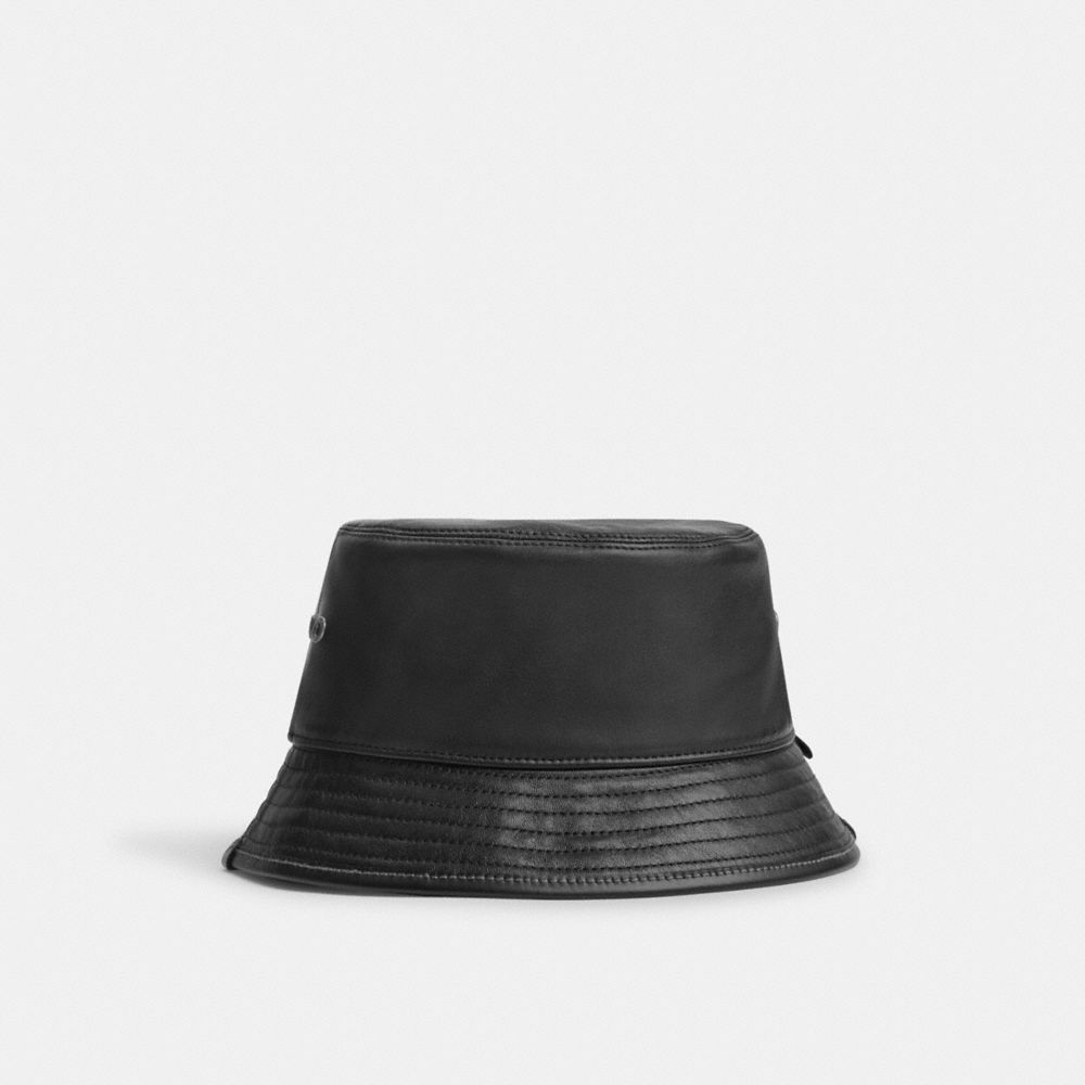 Black Coach Leather Bucket Hat | COH867039