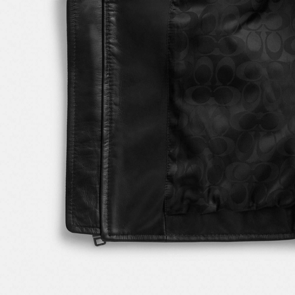 Black Coach Leather Racer | COH866858