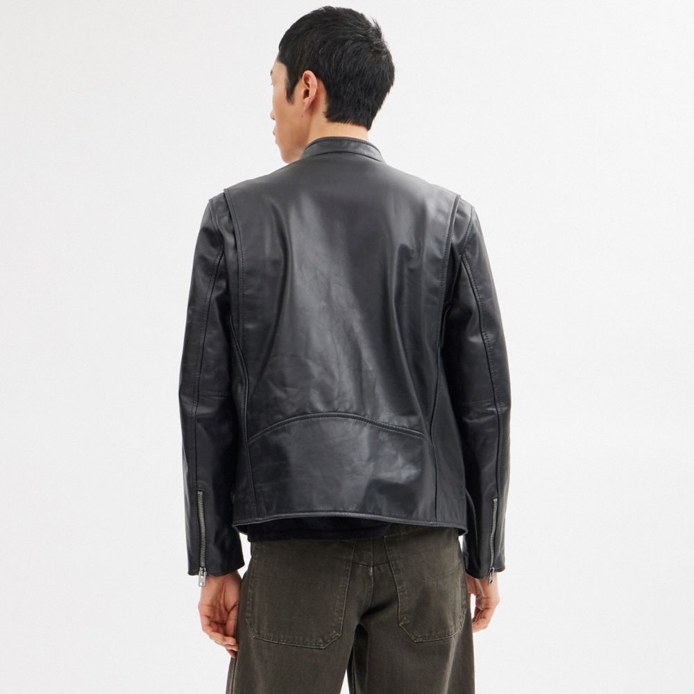 Black Coach Leather Racer | COH866858