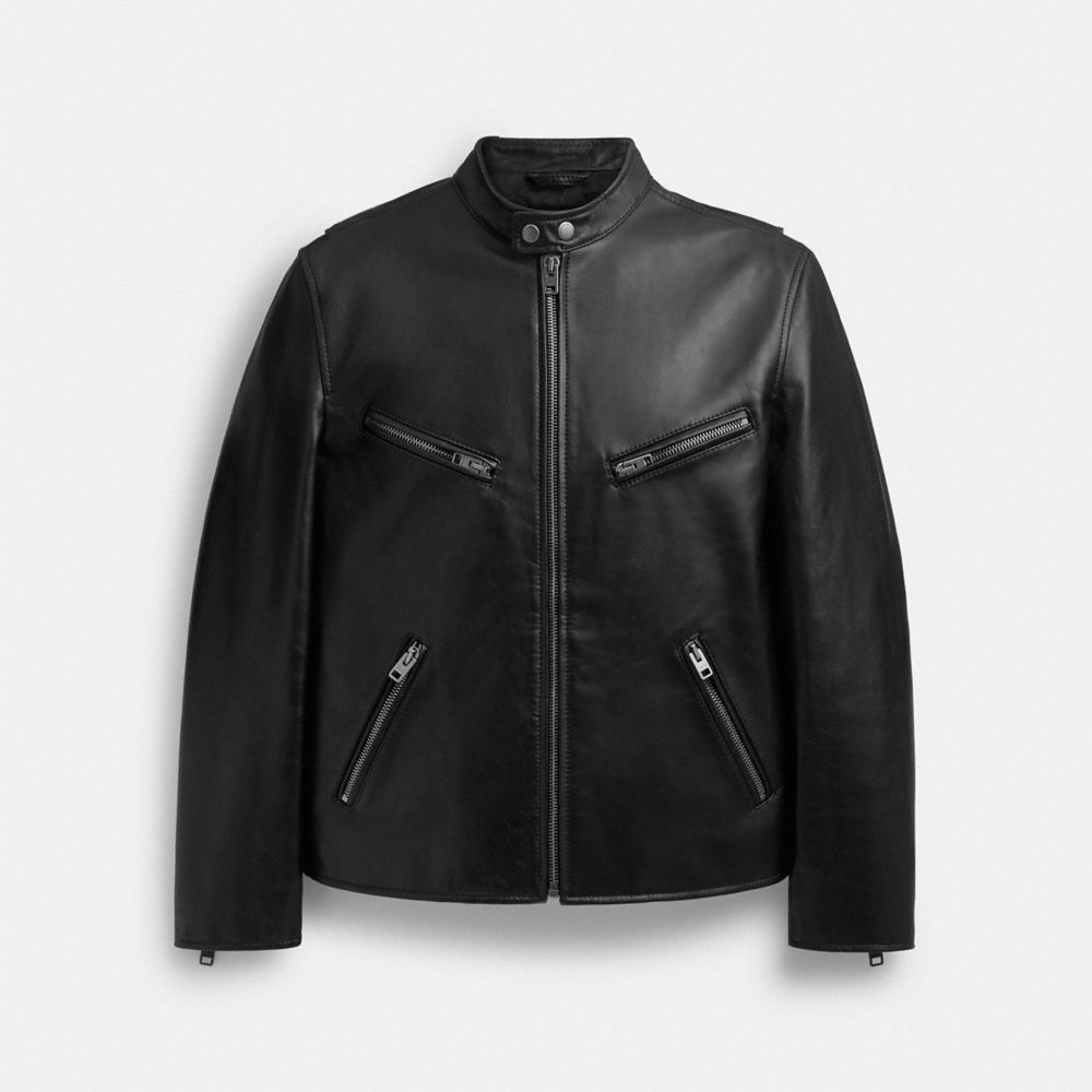 Black Coach Leather Racer | COH866858