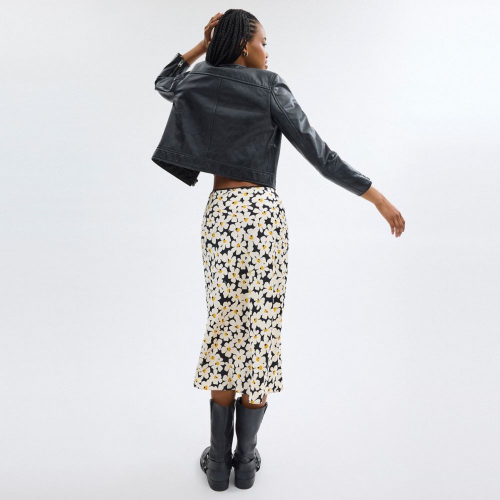 Black Coach Long Floral Midi Skirt | COH866041