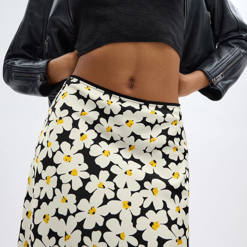 Black Coach Long Floral Midi Skirt | COH866041
