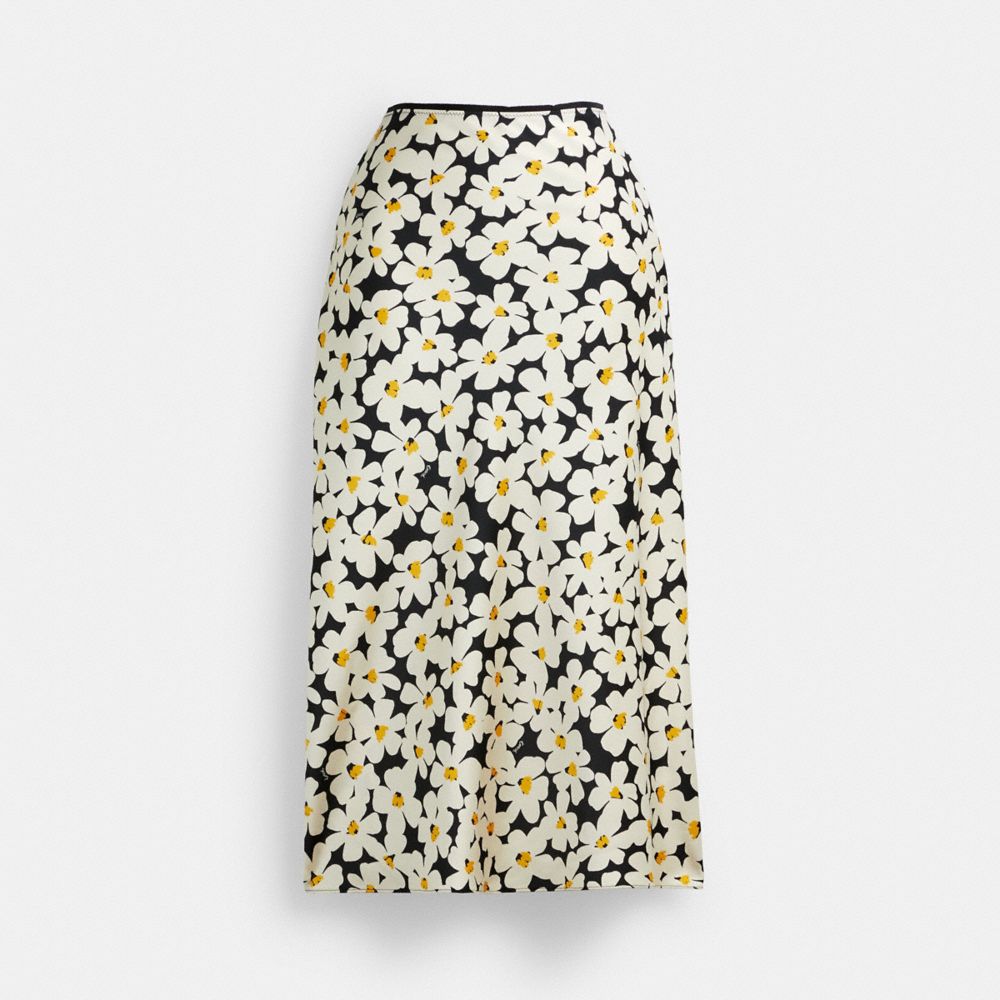 Black Coach Long Floral Midi Skirt | COH866041