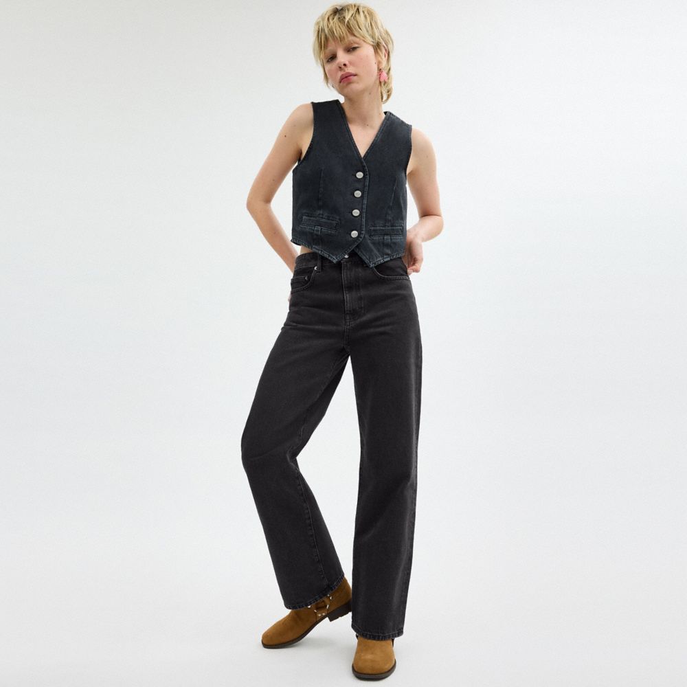 Black Coach Loose Fit Jeans In Organic Cotton | COH866034
