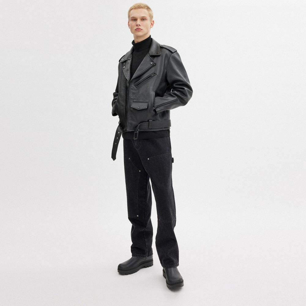 Black Coach Moto Jacket | COH865927