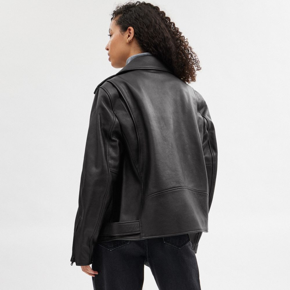 Black Coach Moto Jacket | COH865927