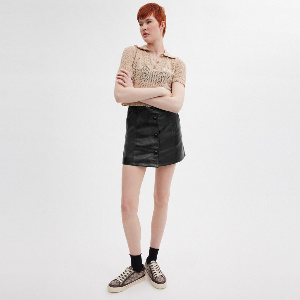 Black Coach Patent Leather Mini Skirt | COH866030