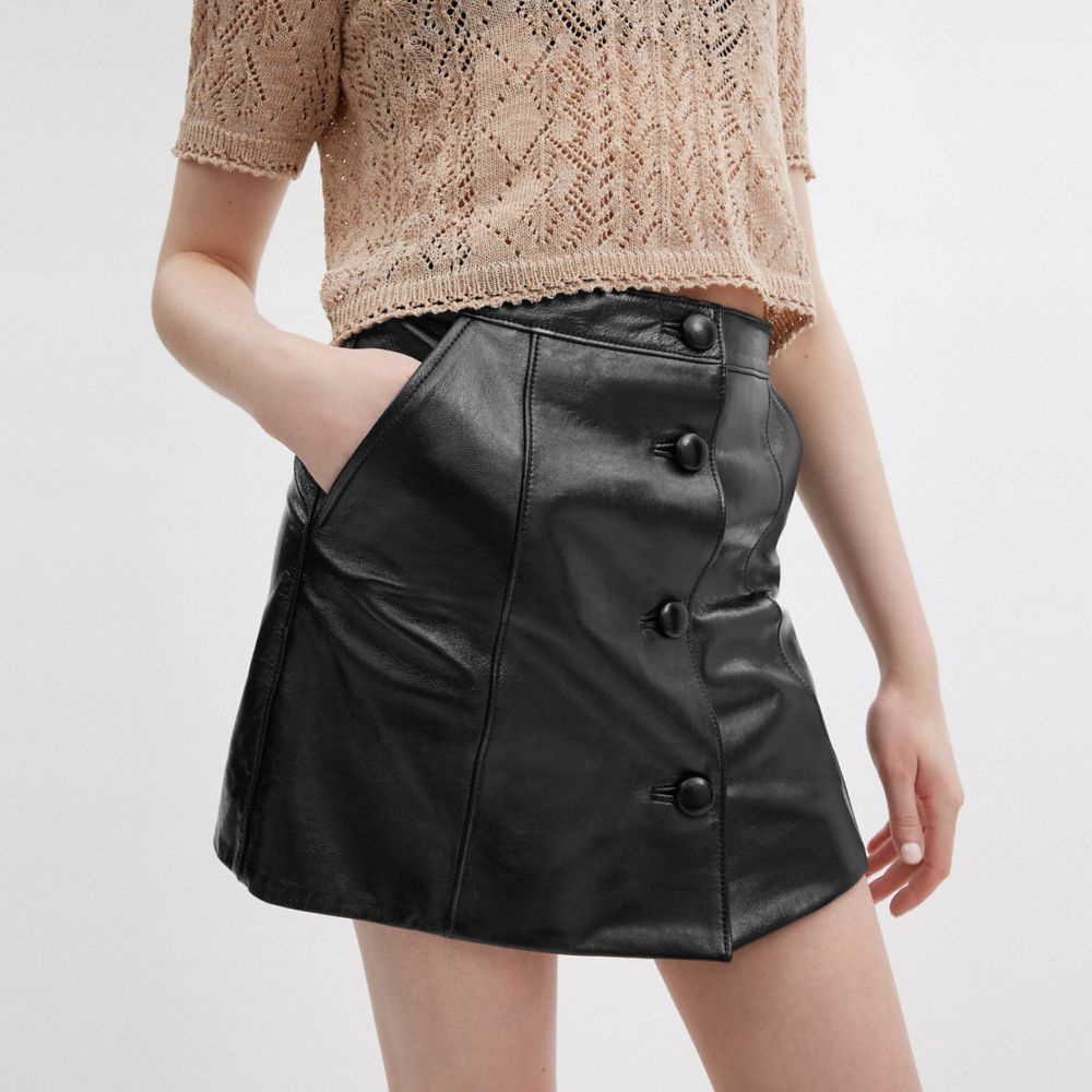 Black Coach Patent Leather Mini Skirt | COH866030
