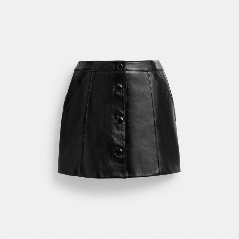 Black Coach Patent Leather Mini Skirt | COH866030