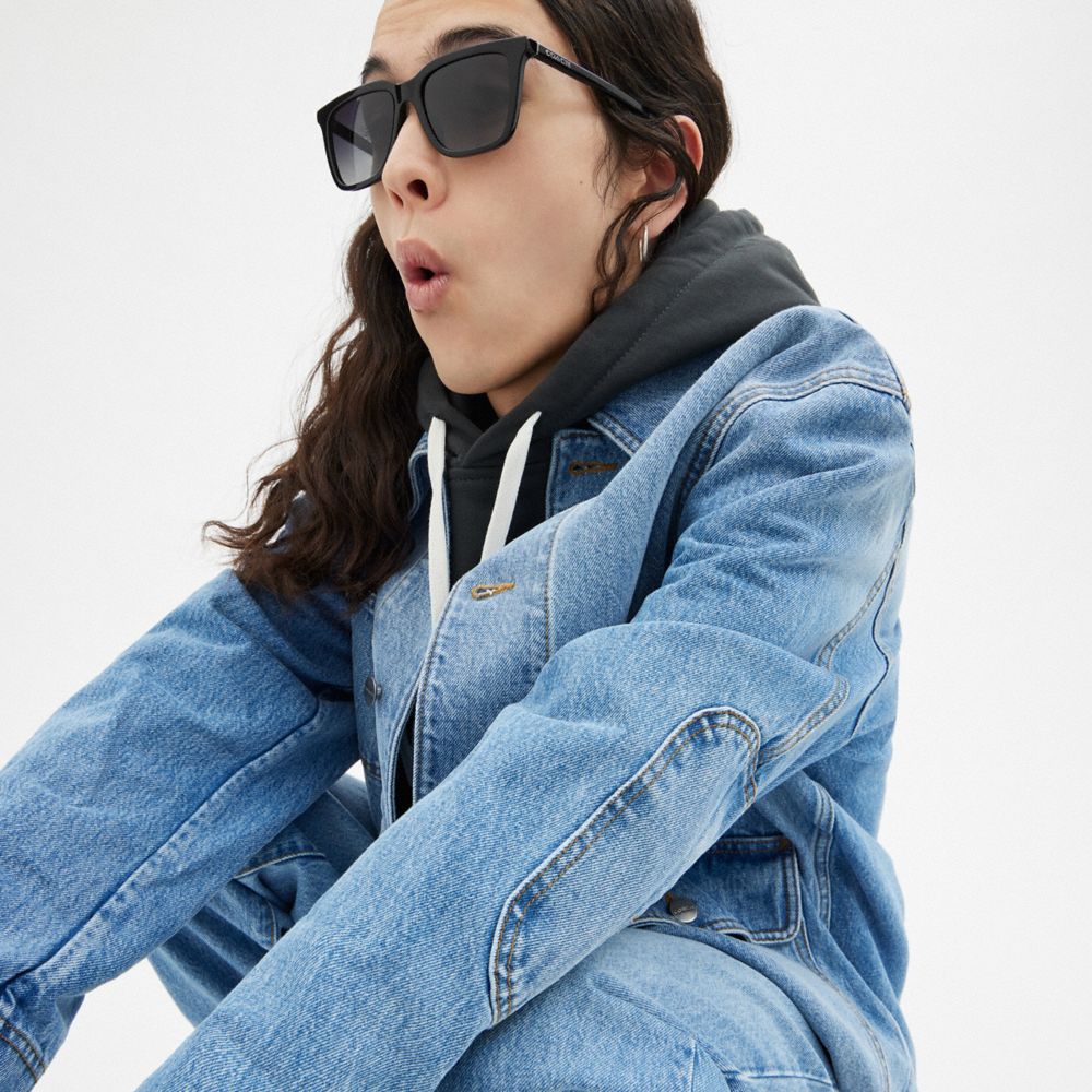 Black Coach Retro Square Sunglasses | COH867088