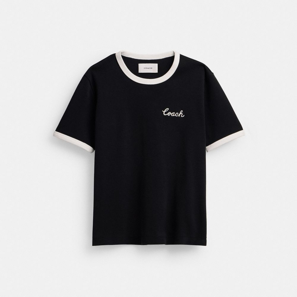 Black Coach Ringer T Shirt | COH865949
